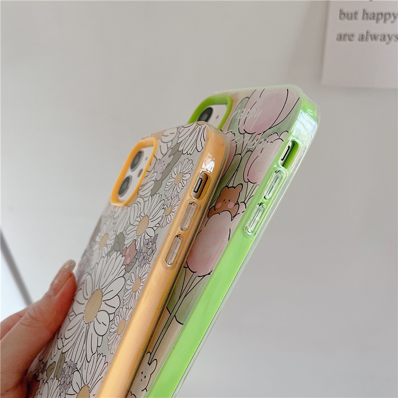 Ốp Điện Thoại Dẻo Họa Tiết Hoa 3 Trong 1 Cho iphone 13 12 Pro Max 6 6s 7 8 Plus XR XS Max 11 Pro Max