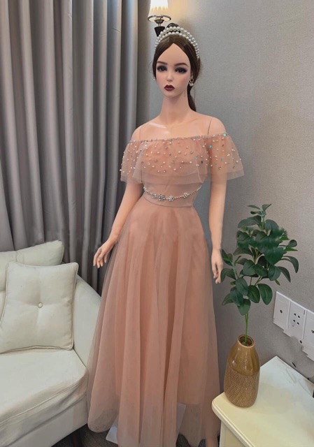 Đầm dự tiệc kết cườm tròn mặc được 2 kiểu TRIPBLE T DRESS - size M/L (kèm ảnh thật) MS33Y