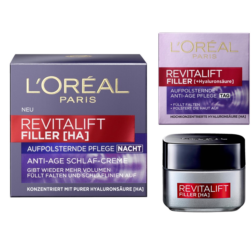 Kem dưỡng da chống lão hóa, cấp nước chuyên sâu Loreal Revitalift Filler(+HA), 50ml, hàng nội địa Đức