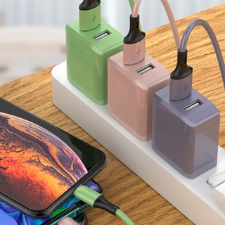 Củ sạc hai cổng USB 2.0a 5V màu macaron dành cho Iphone / Android / Type C