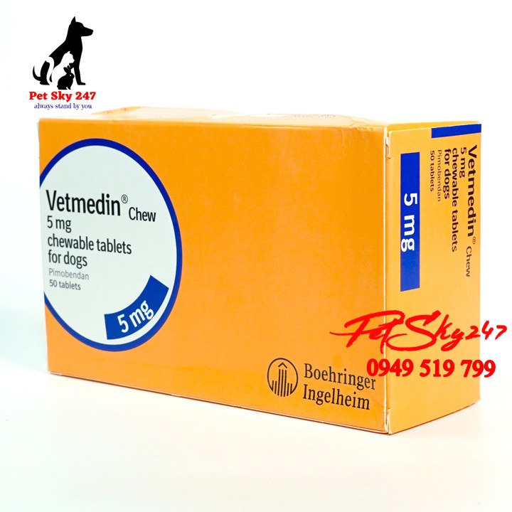Vetmedin Chewable Tablets 5mg Được Sử Dụng Khi Bị Su.y Tim Sung Huyết Ở Ch.ó Vĩ 10 Viên