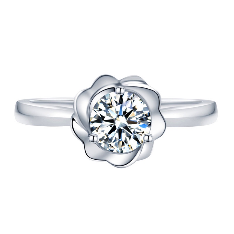 Nhẫn Hở 2 Hoa Hồng Khảm Đá Zircon Moissanite Mẫu Mới Cho Nữ-JHS3-A