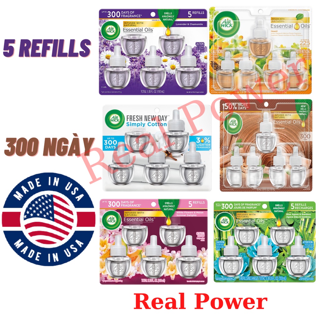 Bộ 5 Chai Tinh Dầu Thơm Phòng Air Wick
