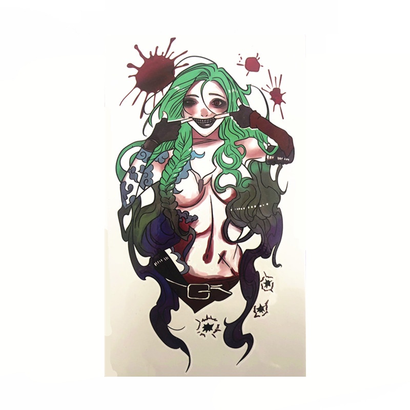 Miếng Dán Hình Xăm Tạm Thời Chống Thấm Nước Hình Chữ Cái harley quinn Cá Tính