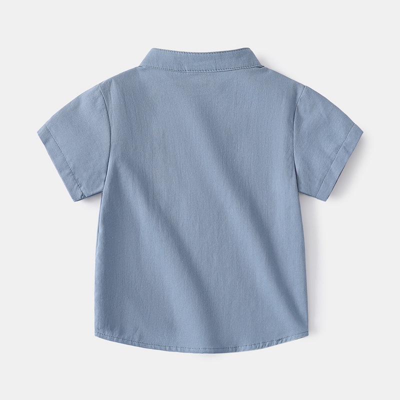 Áo sơ mi cộc tay cho bé trai Wapypy phong cách Hàn Quốc, cổ chữ V, 100% cotton mới nhất cho mùa hè 2022