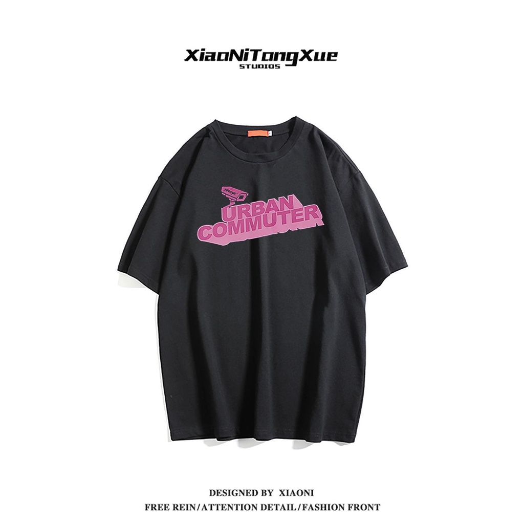 Áo thun tay ngắn dáng rộng 100% cotton in họa tiết chữ thời trang mùa hè dành cho nữ