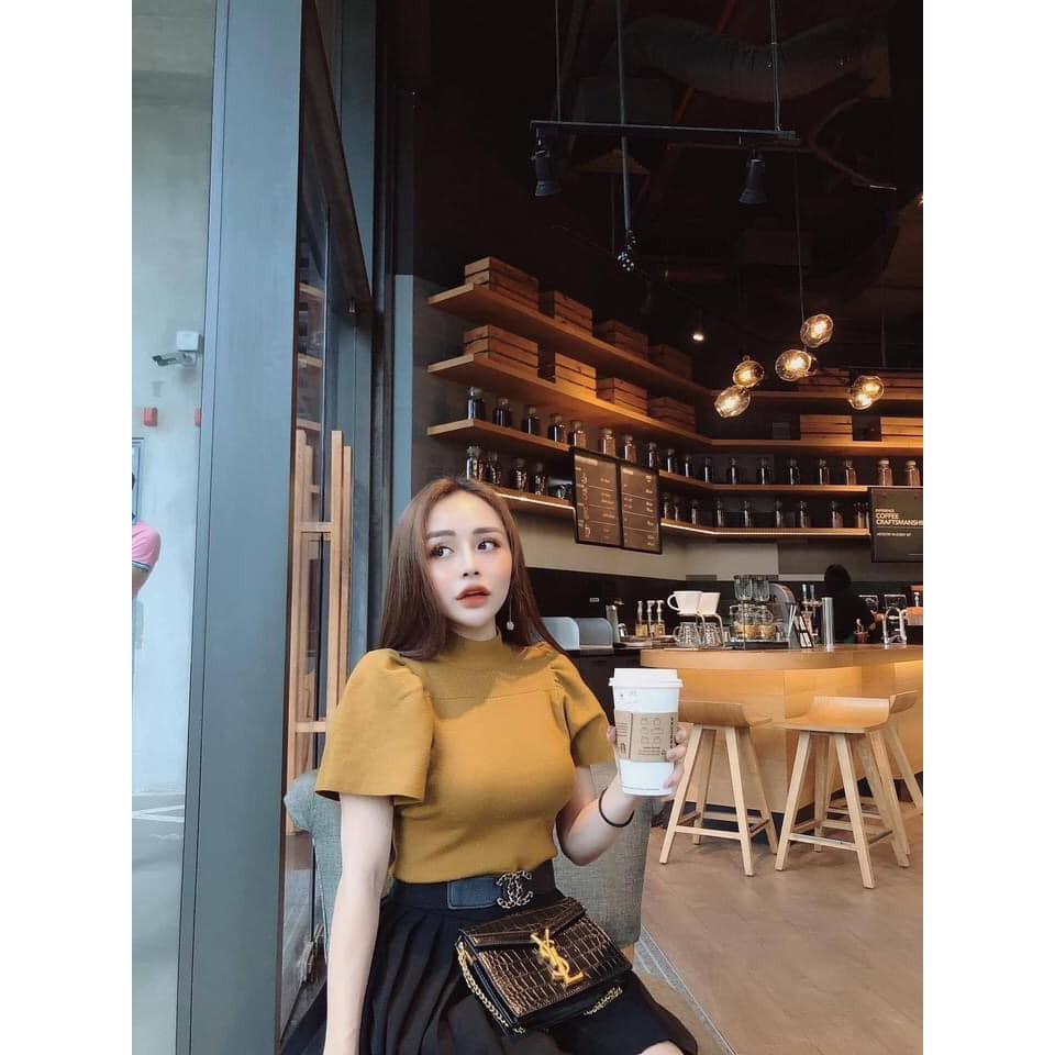 Áo len cộc tay phồng siêu cá tính, lên dáng xinh - SCXA68