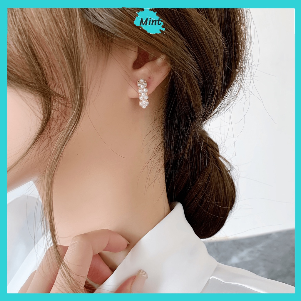 Bông Tai Nữ ❤️KHÔNG GÂY DỊ ỨNG❤️ Khuyên Tai Đính Ngọc Trai Nhân Tạo Chuôi Bạc S925 Phong Cách Hàn Quốc