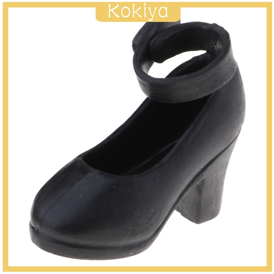 Giày Cao Gót Mini Màu Đen Cho Búp Bê Tỉ Lệ 1 / 6