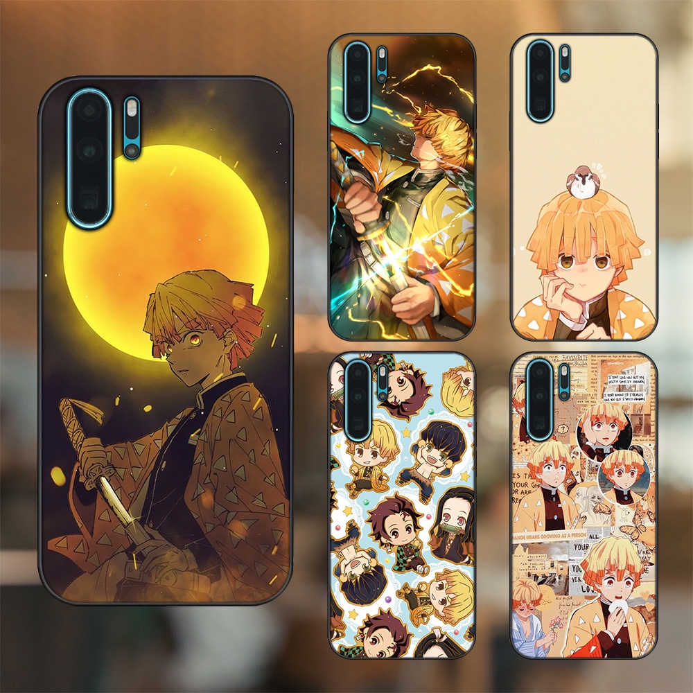 Ốp lưng Huawei P30 Pro viền đen in hình Zenitsu Kimetsu no Yaiba