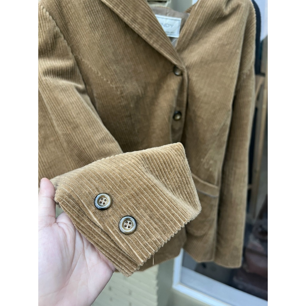 Áo Khoác Blazer Nữ Seconhand Nhung Tăm Nâu Vàng - Vest 2hand