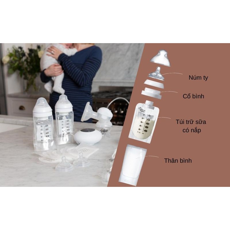 [Mã FMCGM50 - 8% đơn 250K] Bình sữa tiện lợi Tommee Tippee Closer to Nature 180ml