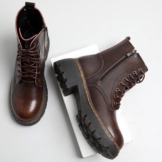 VIDEO TỰ QUAY Giày bốt chiến binh da bò thật nam nữ vintage Original shoes