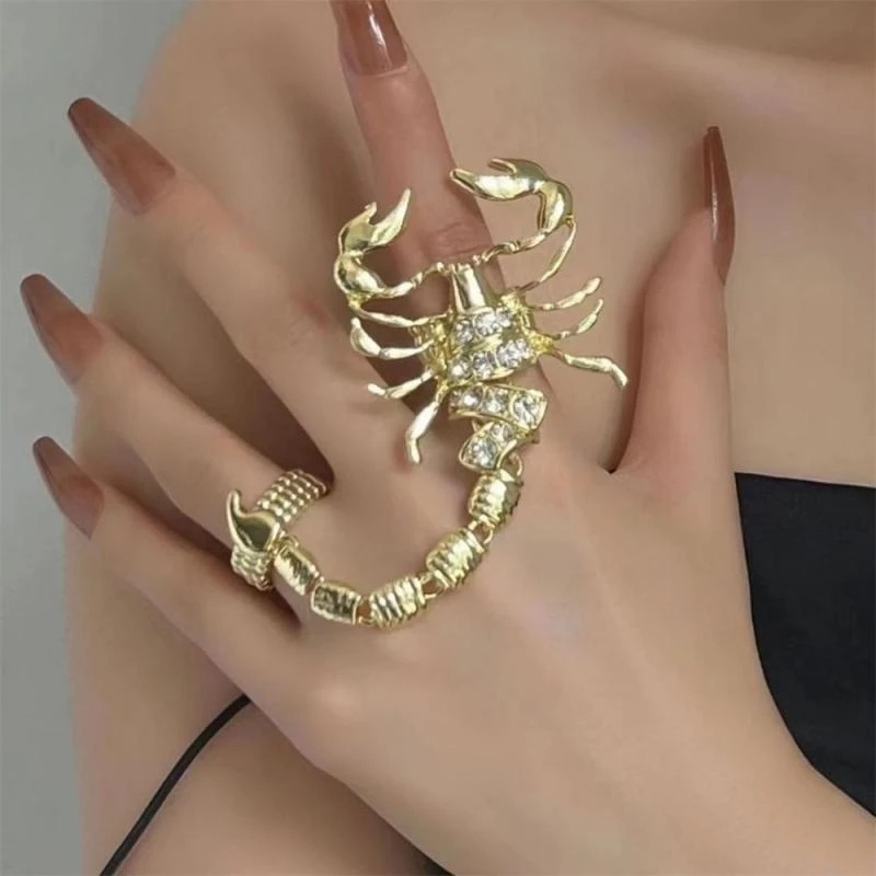 Nhẫn Hình Bọ Cạp Đính Đá Zircon Có Thể Điều Chỉnh Kích Cỡ Phong Cách Gothic Punk Cho Nam Và Nữ