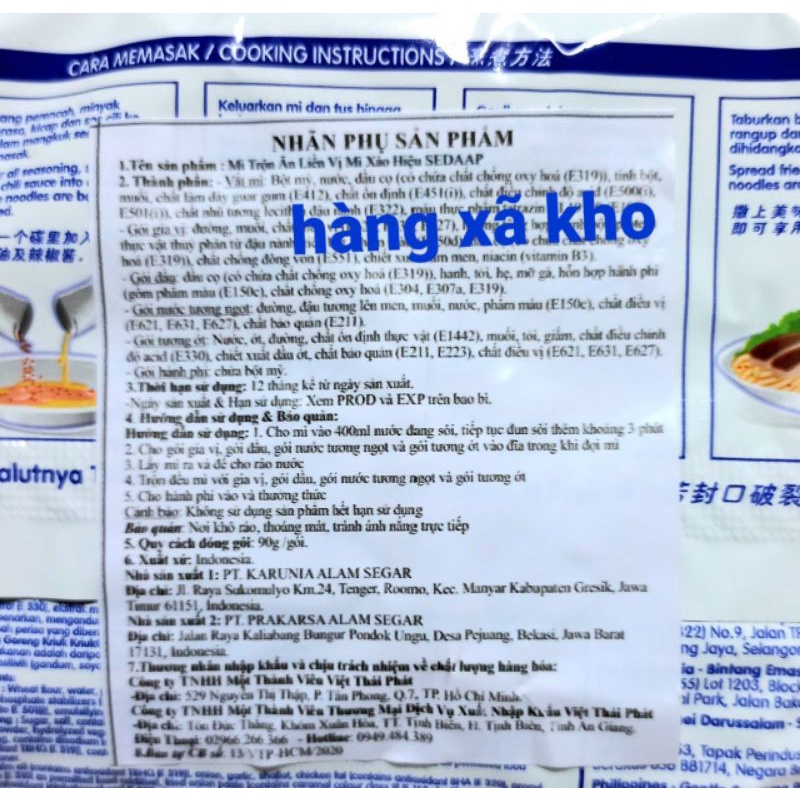 Lốc 5 mì xào khô mi goreng sedaap 5 loại , hsd:2_24