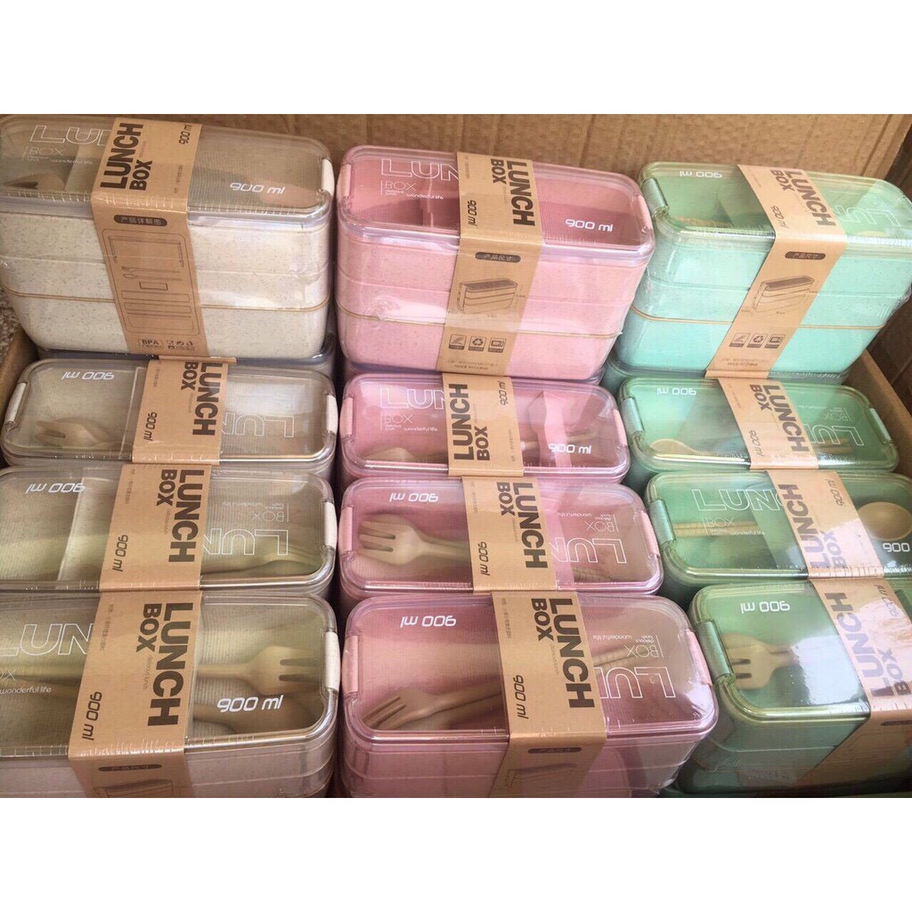 Hộp cơm lúa mạch 3 tầng | BigBuy360 - bigbuy360.vn