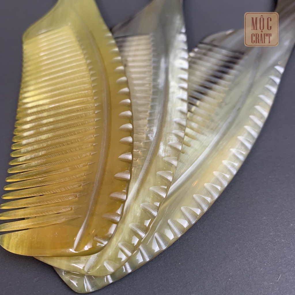 Lược sừng Thụy Ứng thân trơn, chuôi đuôi tôm, răng chải 1mm | Mộc Craft TU37