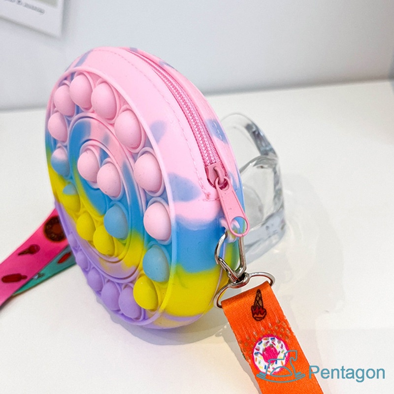 Túi Đeo Chéo Silicon Có Khóa Kéo Kiểu Hàn Quốc Dễ Thương Cho Bé Gái