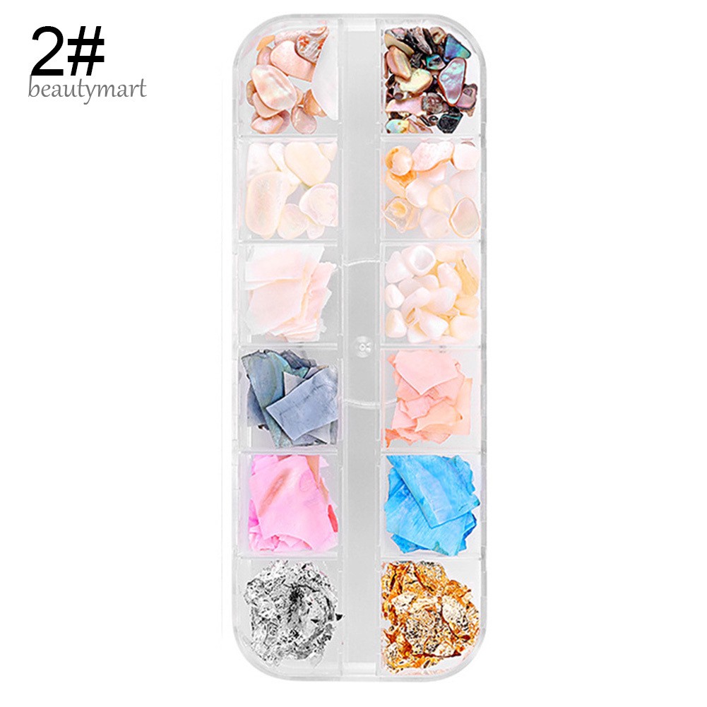 Hộp kim tuyến trang trí móng 12 màu sắc khác nhau