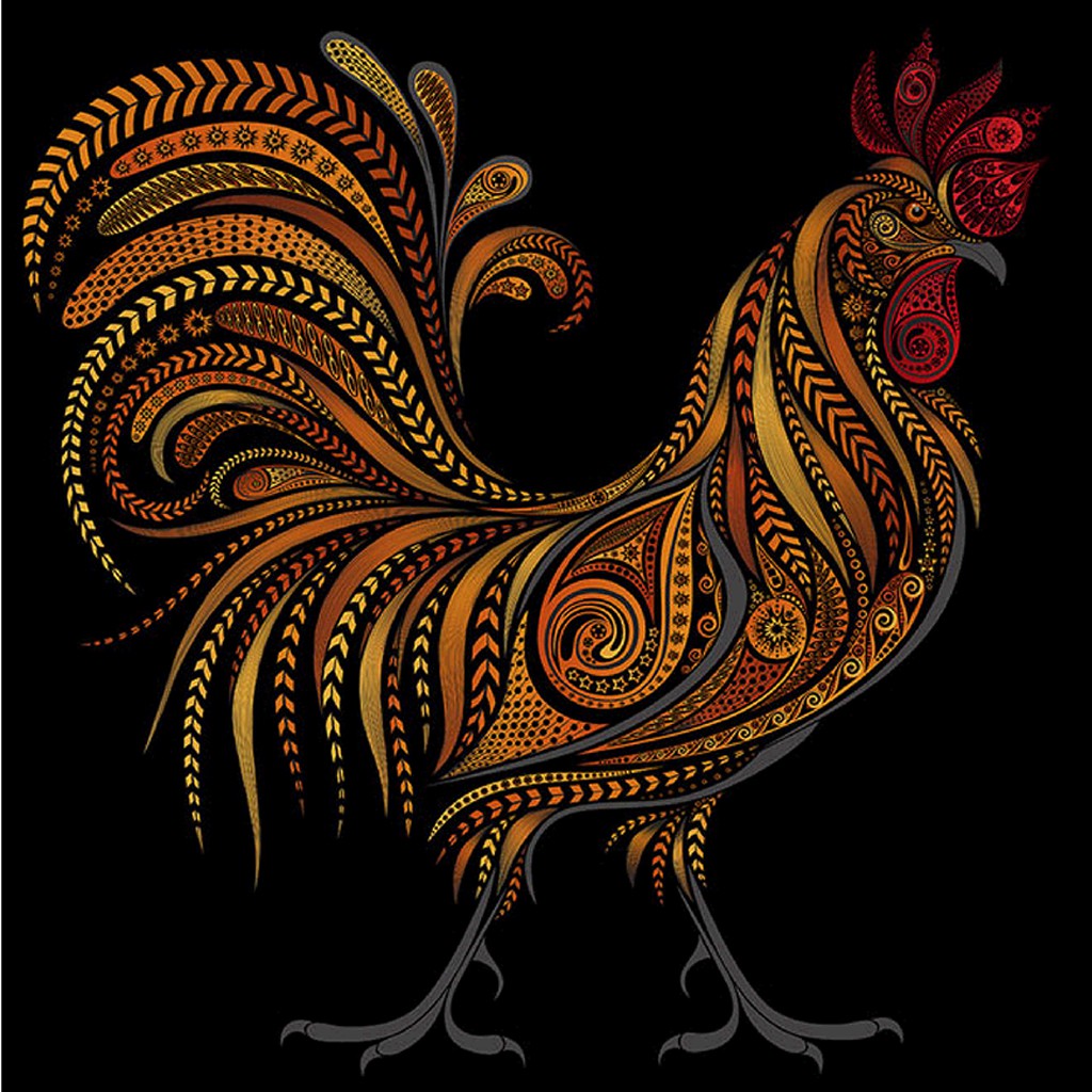 Tranh thêu chữ thập 5D DIY họa tiết hình con gà cách điệu