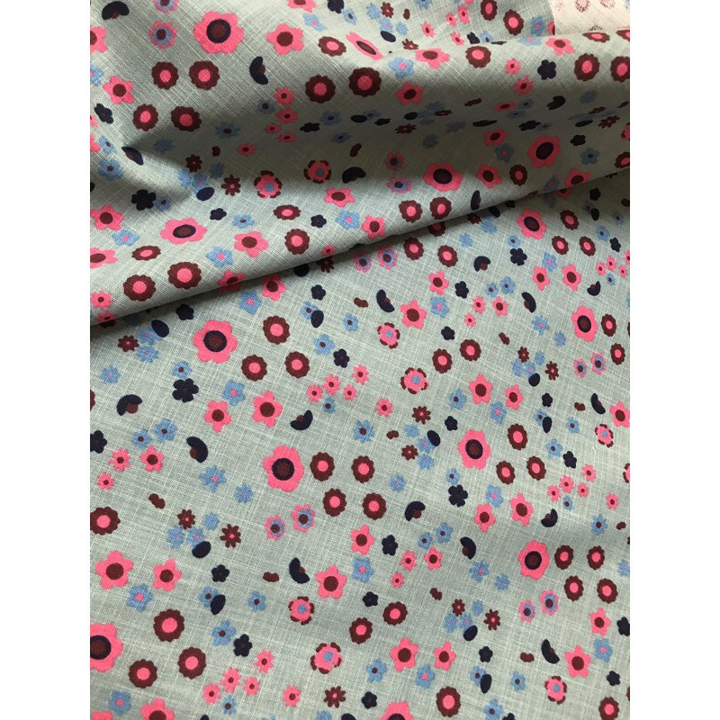 Vải Linen Tưng Hoa Nhí Có Độ Co Giãn May Chân Váy Bút Chì/Đầm Body Khổ 1m40 - Hàng mới về