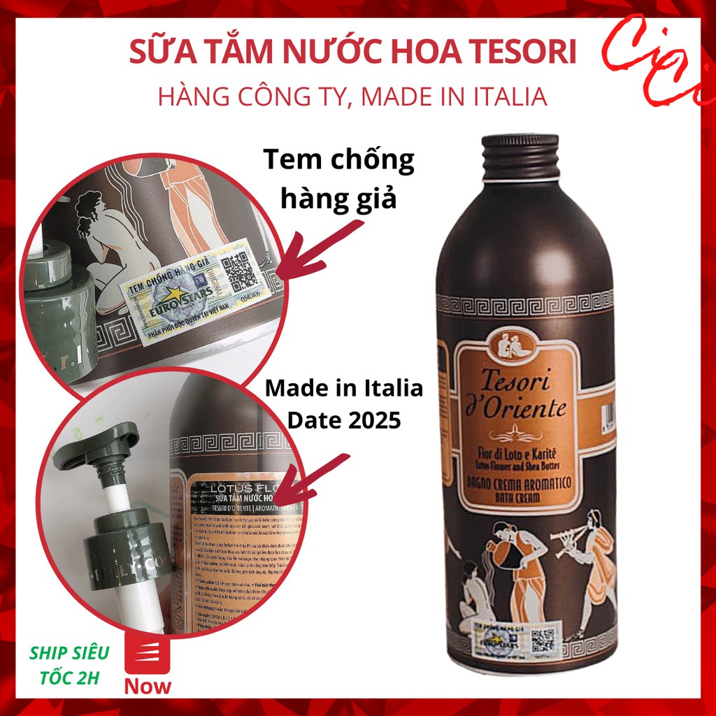Sữa Tắm Xích Tesori Trắng Da, Hương Nước Hoa 250ML-500ML | Tesori D’Oriente Cao cấp Italia