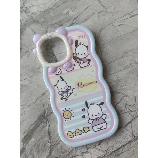 SẴN 13PRM Ốp lưng iphone mềm dẻo viền mây hoạt hình bóng sáng bé cinamoroll pochica màu xanh biển pastel
