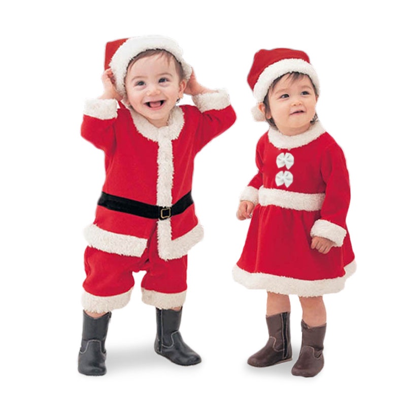 Bộ trang phục váy liền Noel dành cho bé gái gồm nón