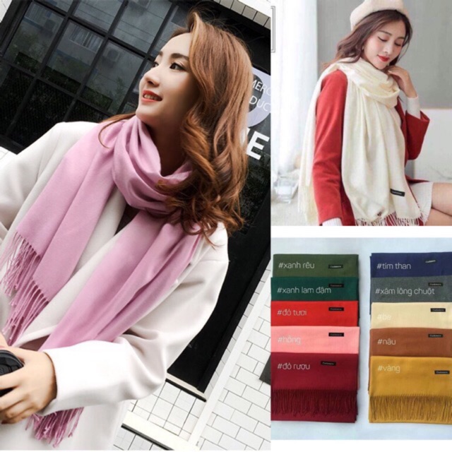 [Hàng đẹp] Khăn quàng cổ Cashmere dày mịn hàng xuất khẩu 250g