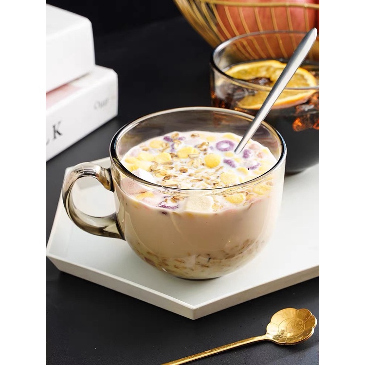 Cốc thuỷ tinh sang trọng màu hổ phách uống nước sinh tố ngũ cốc ly thuỷ tinh chịu nhiệt dung tích lớn 480ml Minhome