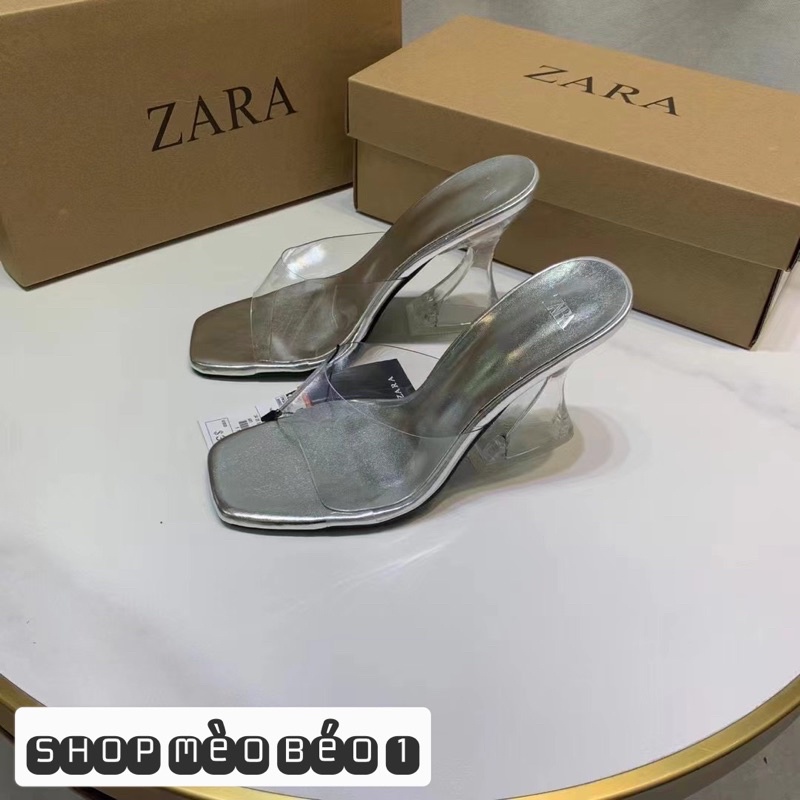 Guốc zara mica quai ngang gót loe xuất dư fullbox