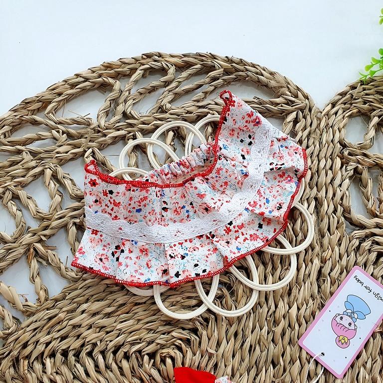 Váy lolita đỏ hoa nhí kèm turban bé gái sơ sinh 1 2 3 4 tuổi MINTSCLOSET Mint's Closet - GS1083