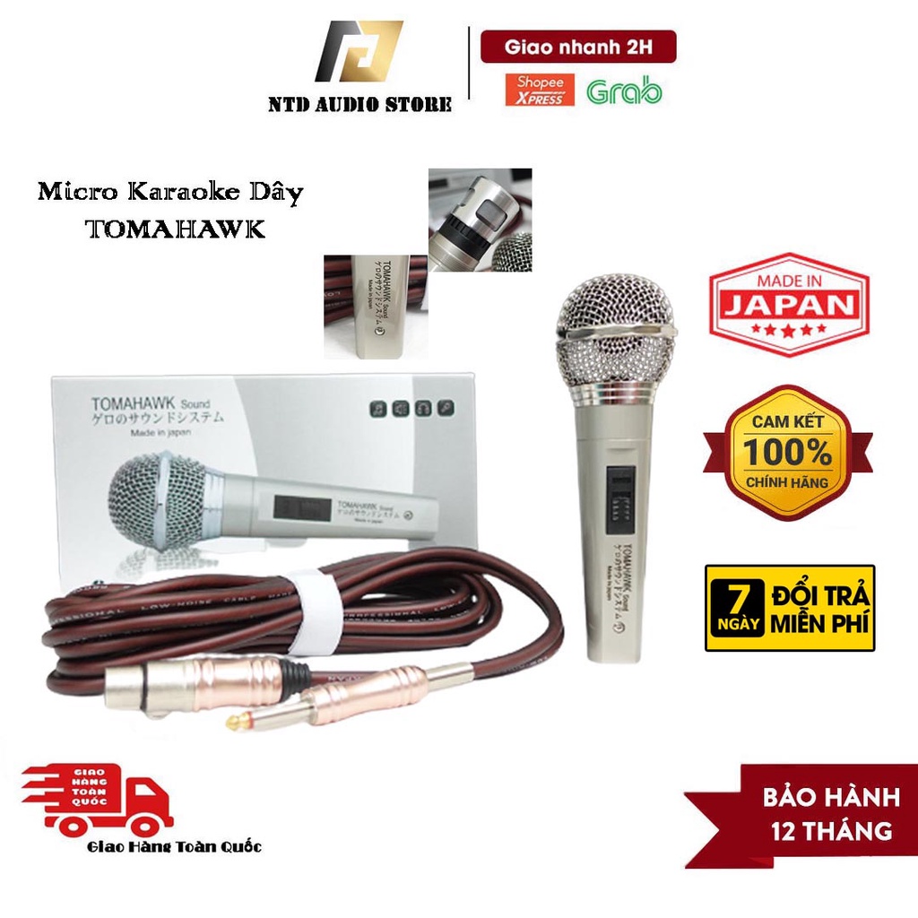 Micro Có Dây Tomahawk Made in Japan | Micro karaoke cao cấp thu âm nhạy, trong tiếng | Micro cho dàn karaoke, loa kéo