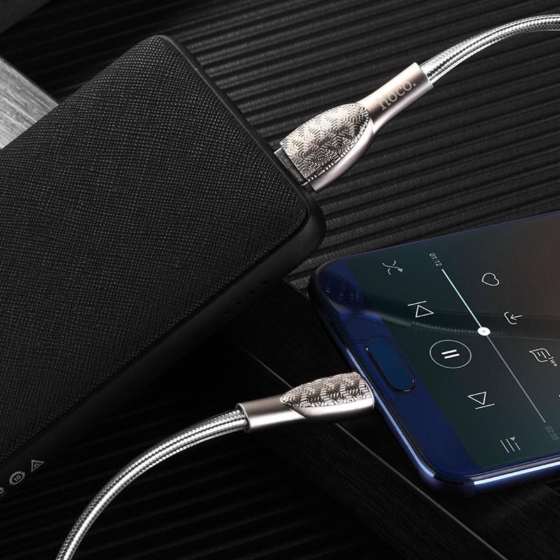 Cáp sạc nhanh và truyền dữ liệu Hoco U52 Bright cổng Type-C 2.4A dài 1.2M (3 màu)