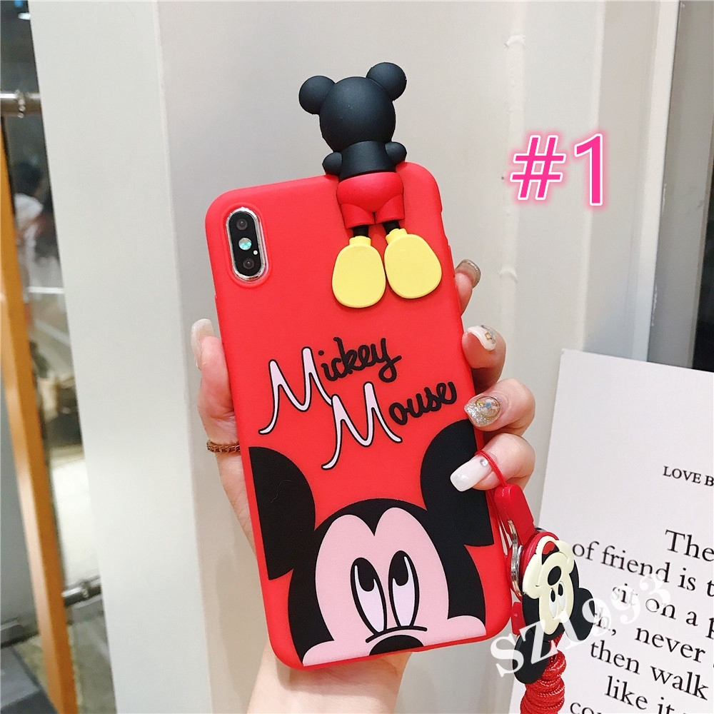 Ốp điện thoại TPU màu đỏ có hình chuột Mickey/ Minnie đáng yêu cho OPPO F9 F7 F5 F3 F1s A57 A39 A37 A83 R17 R17Pro R15