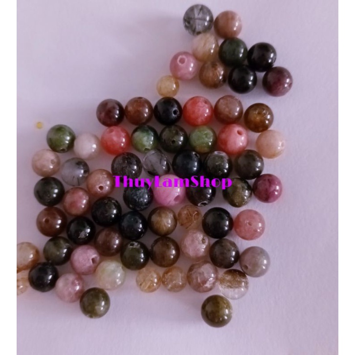 Viên đá tourmaline nhiều màu 6li đá thanh tẩy bài, làm habdmade bán 5 viên