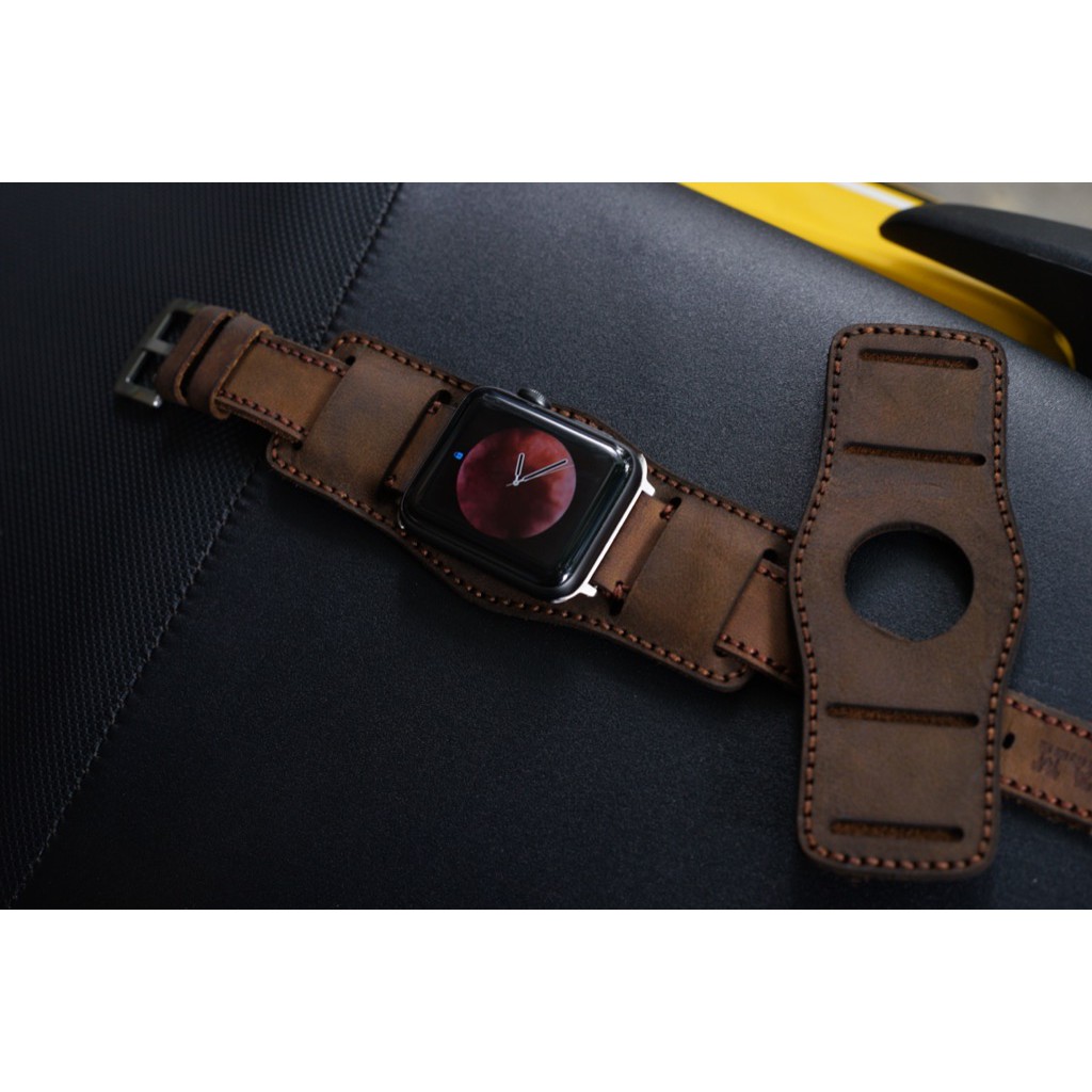 Dây Apple Watch , iWatch , iphone Watch da bò kèm tấm đệm chống mồ hôi RAM Leather bundstrap b2