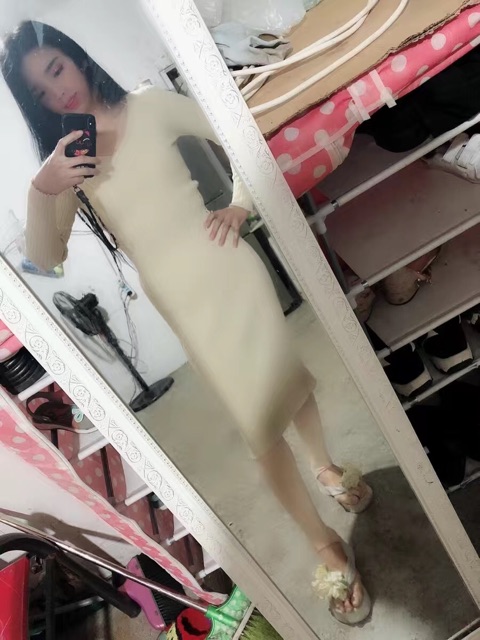 Váy len dáng dài phong cách hàn quốc thời trang thu đông Quảng Châu 2020