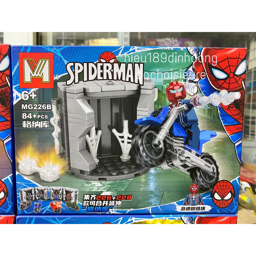 Lắp Ráp xếp hình siêu anh hùng 4 hộp người nhện spider man mg226