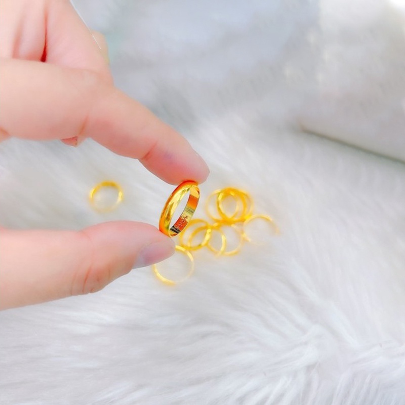 Nhẫn Trơn, Nhẫn Chỉ Nam Nữ Mạ Vàng Loại 1 Chỉ Bền Màu Có Khắc 9999 Cao Cấp