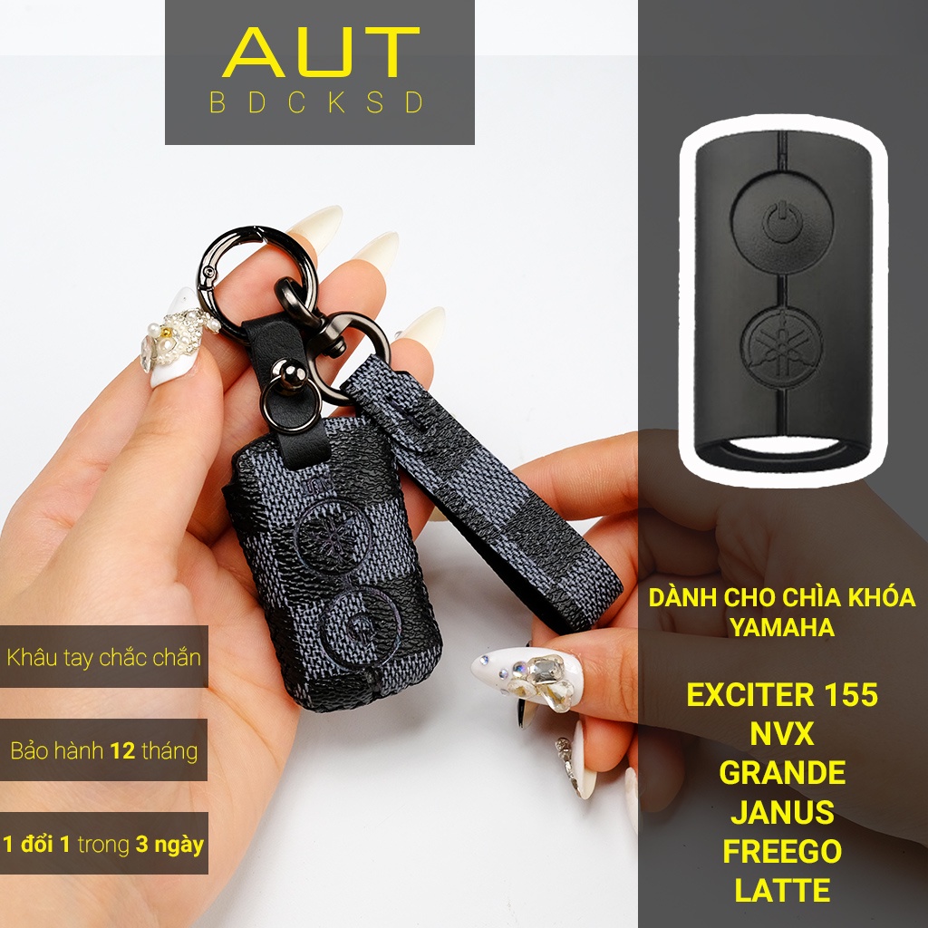 Bao da bảo vệ chìa khoá xe Yamaha Janus Grande Nvx Exciter 155 LV khâu tay YAV AD có tay cầm mẫu mới