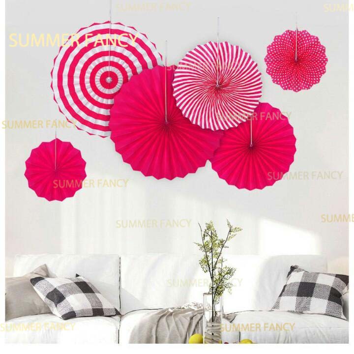 Set 6 quạt giấy trang trí tiệc sâu khâu sinh nhật đám cưới tân hôn Paper fan background decoration