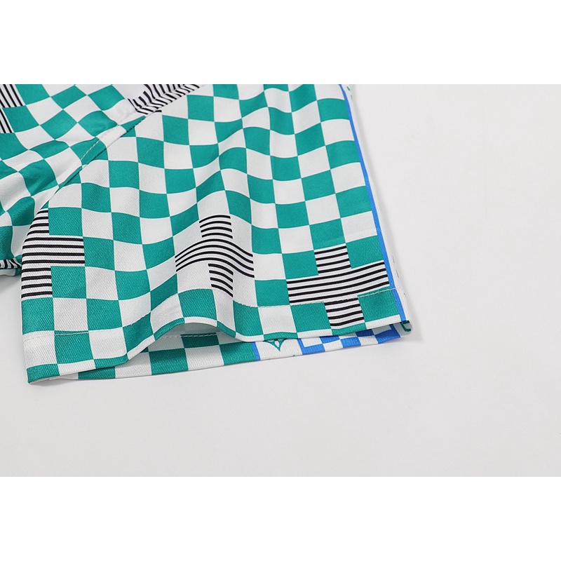 Lv Áo Sơ Mi Ngắn Tay In Họa Tiết Ca Rô Xanh Lá Phong Cách Cổ Điển Thoải Mái Thời Trang Xuân Hè 2022