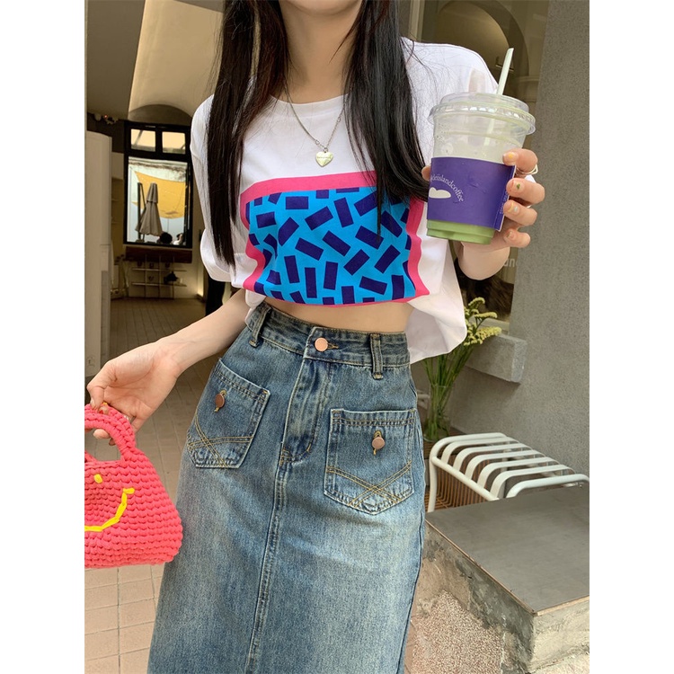 IMAODOU Chân Váy Jean Chữ a Lưng Cao Xẻ Tà Phong Cách Hàn Quốc Thời Trang Mùa Hè Mới Cho Nữ