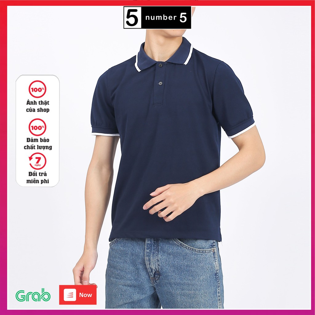 Áo Thun Polo Nam Cổ Bẻ Họa Tiết Trơn Number5 Chất Cotton Thoáng Mát [ APF ]