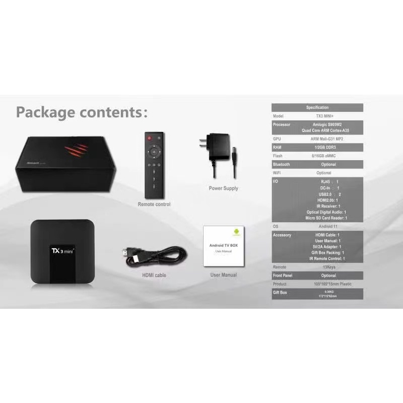  Android TV Box TX3 mini Plus 2022 - Android 11, Amlogic S905W2, Ram 2GB, Single Wifi