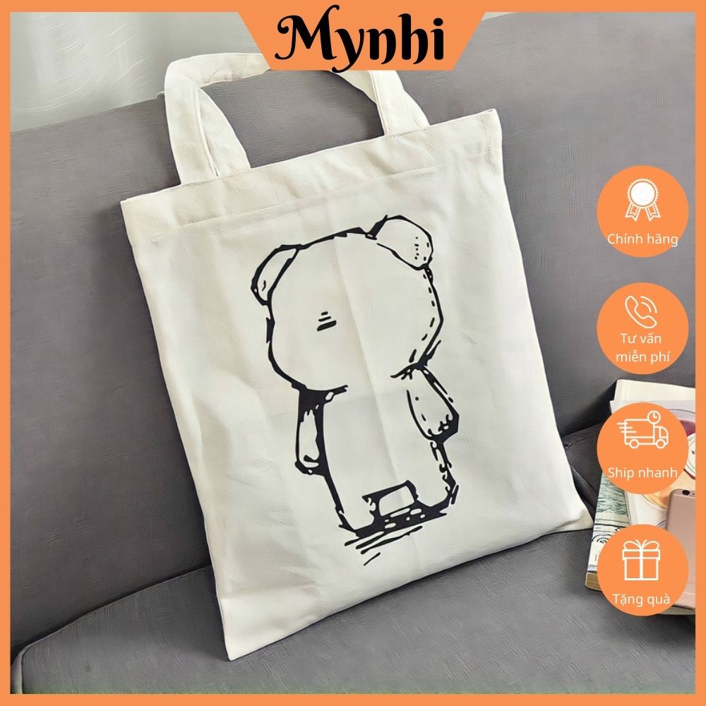 Túi đeo chéo nữ, túi tote vải canvas in hoạ tiết đáng yêu ShopMyNhi SMN249