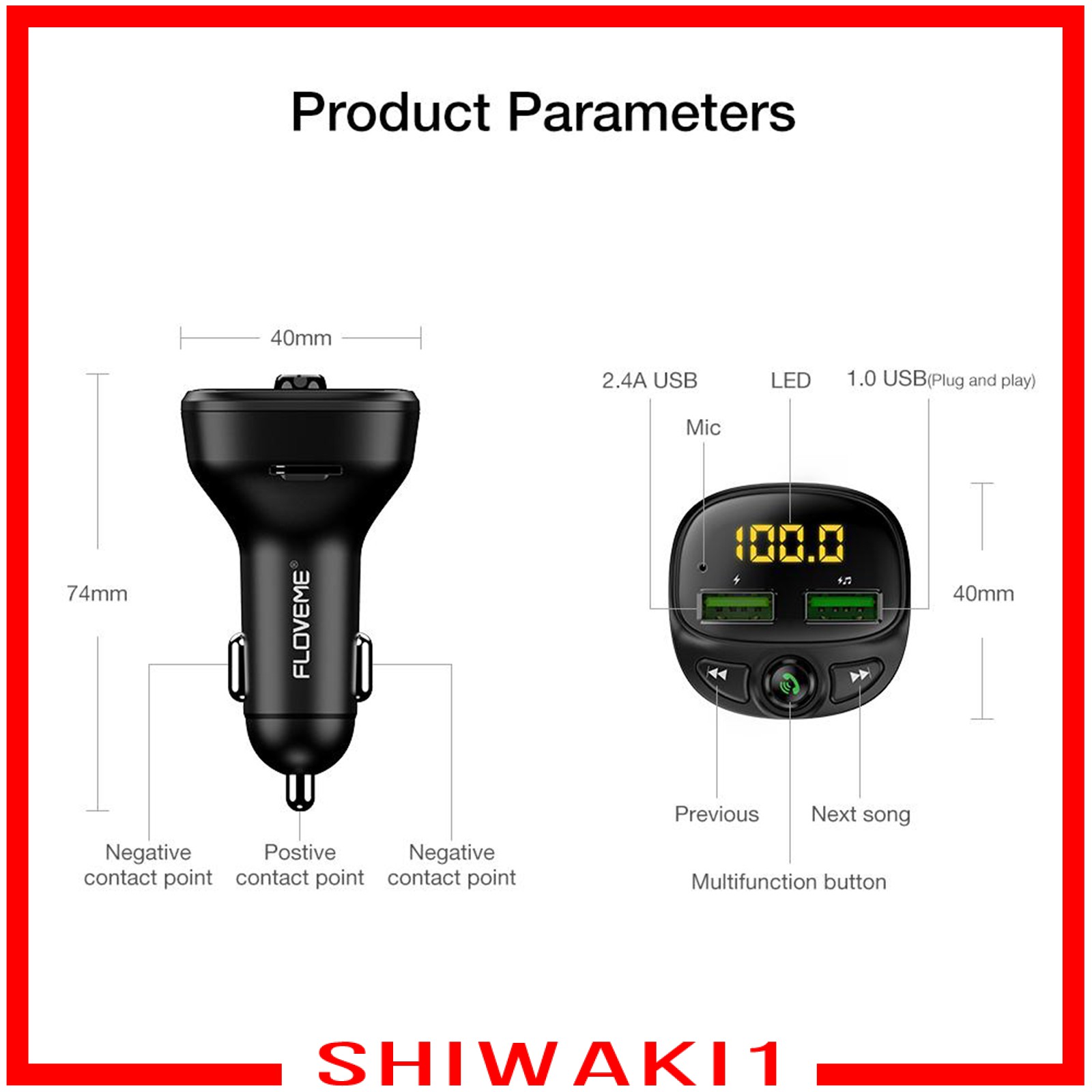Thiết Bị Phát Sóng Bluetooth V5.0 Shiwaki1 Chuyên Dụng Cho Xe Hơi