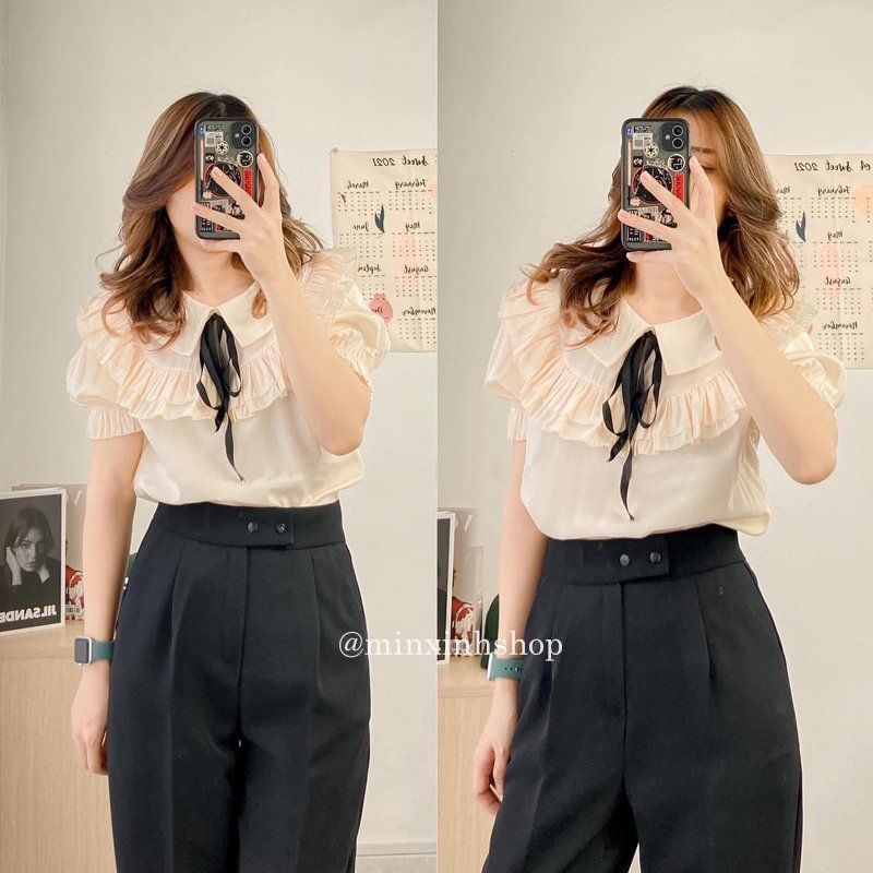 Quần tây đen công sở nữ dài phối 2 khuy bấm mặc đi học làm dáng ống suông Quần tây baggy nữ bigsize cạp lưng cao vải mềm