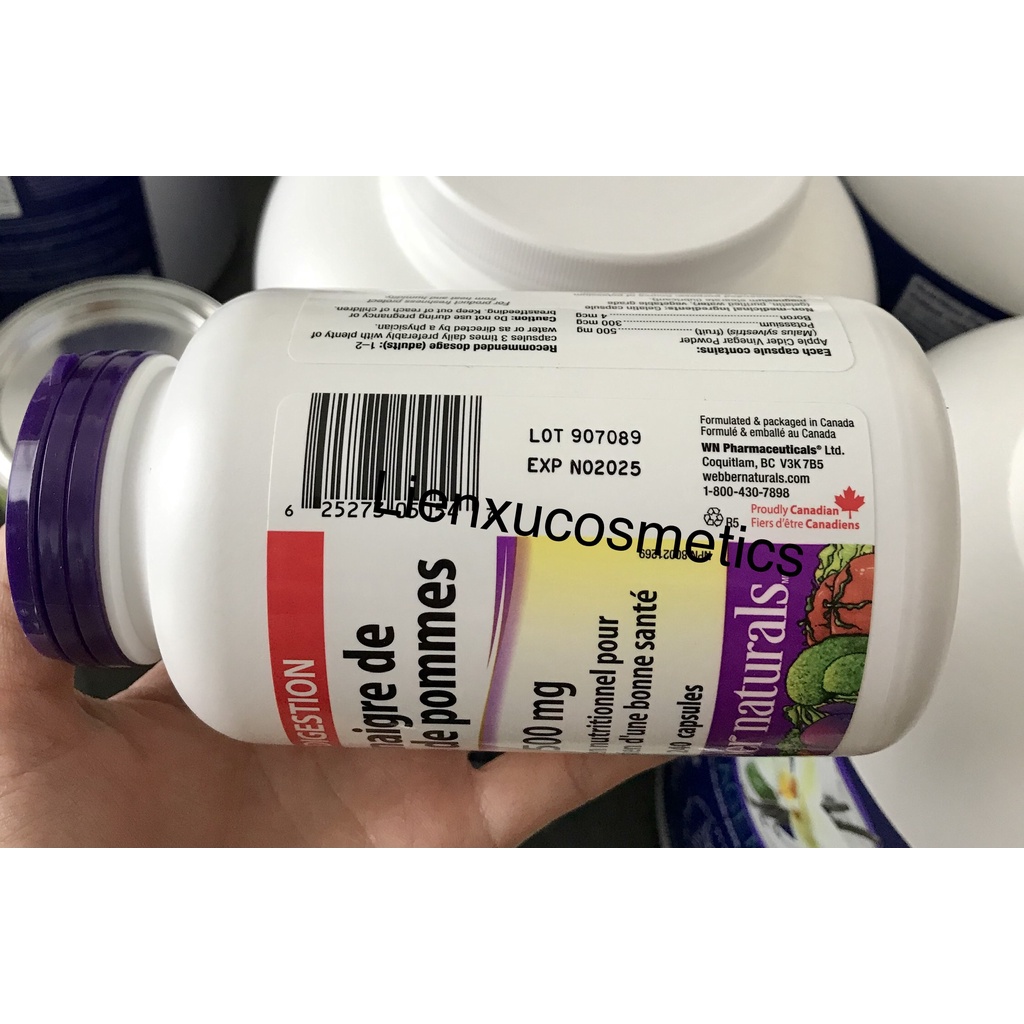 Viên giảm cân giấm táo Apple cider vinegar Webber Naturals, bán lẻ -  Brendo Store